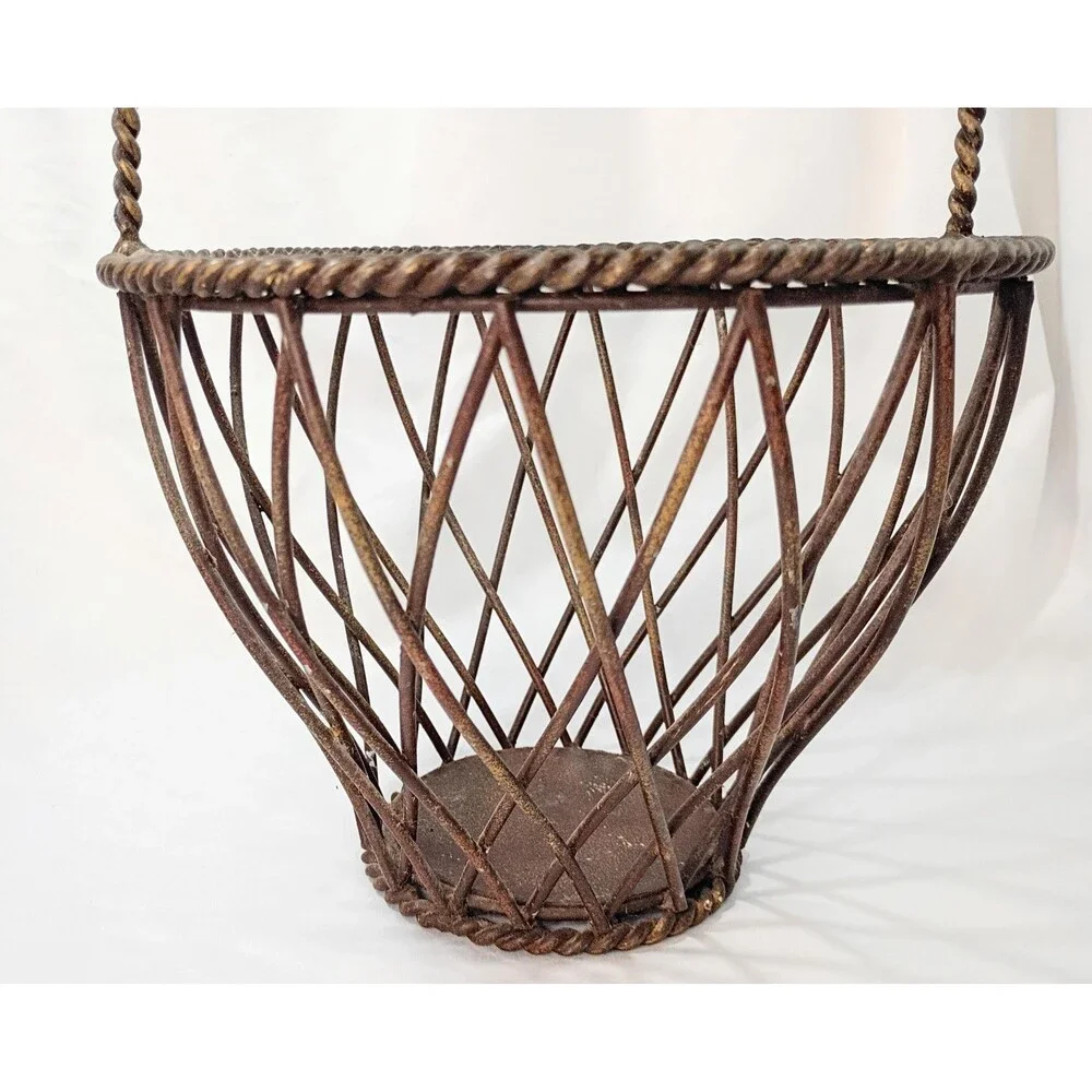 Heavy Braided Metal Basket Brown